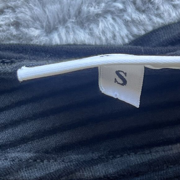 Bryn Walker Ruched Tie Side Striped Tunic Black Gray Cotton Rayon Lagenlook Boho - Picture 3 of 9